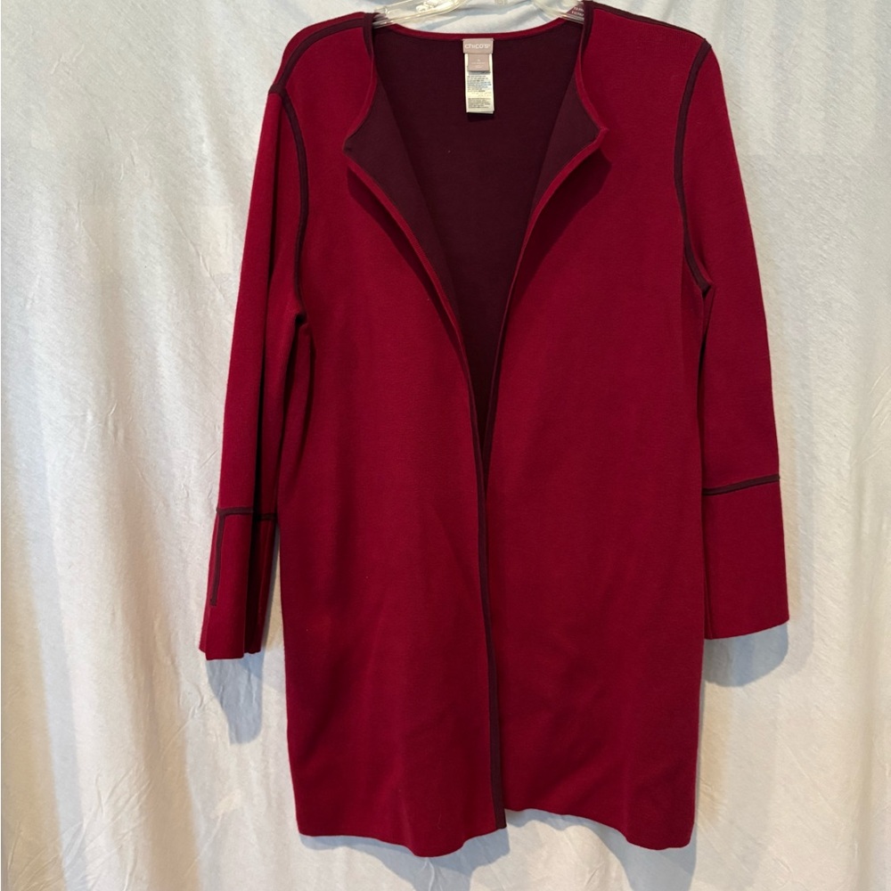 NWOT Chico's Burgundy Reversible Knit Sweater